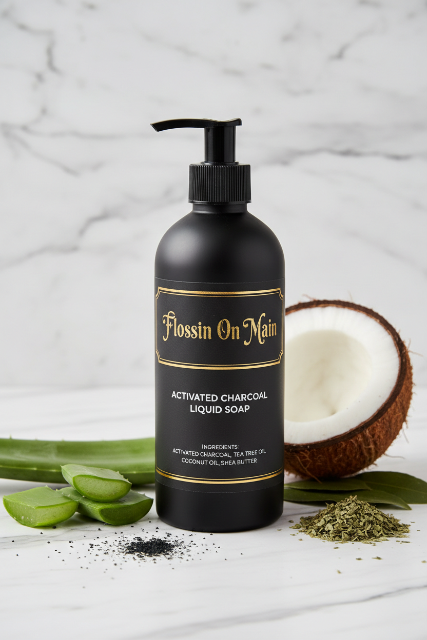 FLOSSIIN ON MAIN'S ACTIVATED CHARCOAL LIQUID SOAP